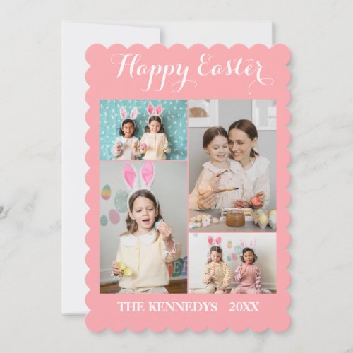 Happy Easter Custom 4 Photo Collage Family easter  Holiday Card