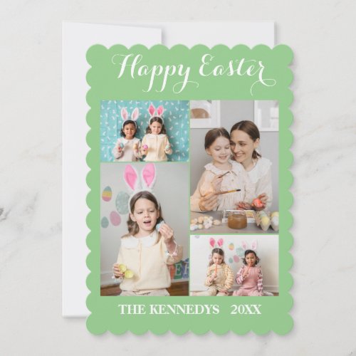 Happy Easter Custom 4 Photo Collage Family easter  Holiday Card