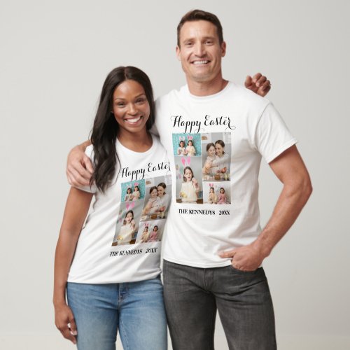 Happy Easter Custom 4 Photo Collage Family easter  T_Shirt