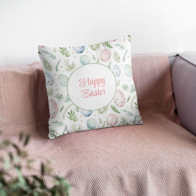Happy Easter | Custom Name | Botanical Throw Pillow (Creator Uploaded)
