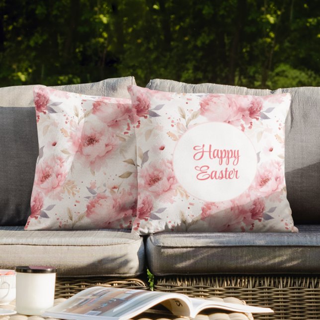 Happy Easter | Custom Name/Family Name | Easter Throw Pillow (Creator Uploaded)