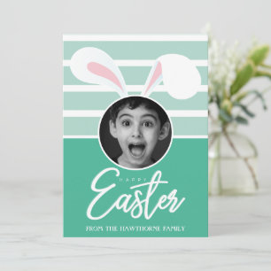 "Happy Easter" Custom Photo Easter Bunny Ears Holiday Card