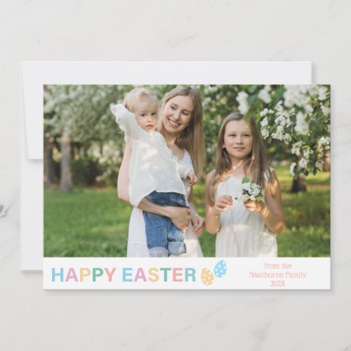 Happy Easter Custom Photo modern pastel Holiday Card