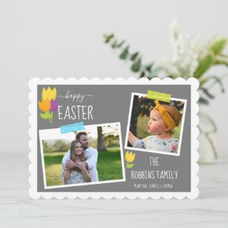 Happy Easter Custom Photo Washi Tape Tulip  Holida Holiday Card