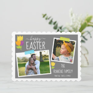 Happy Easter Custom Photo Washi Tape Tulip  Holida Holiday Card