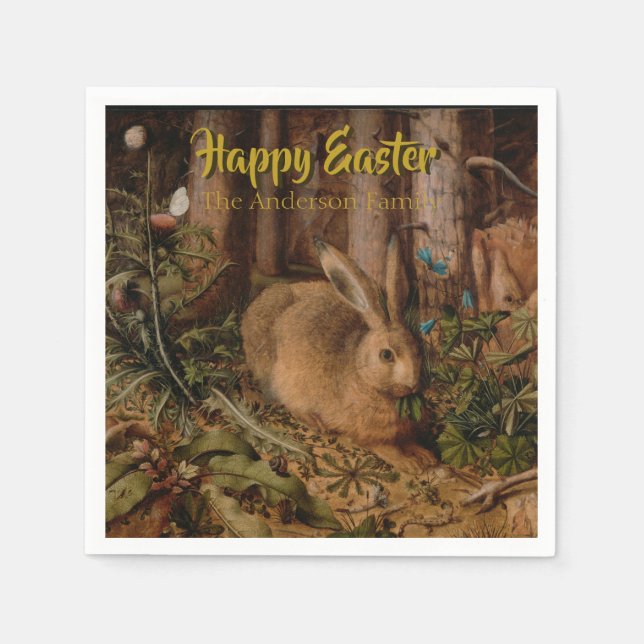 Happy Easter Custom Rabbit Year Personalized P N Napkins (Front)