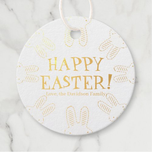 Happy Easter custom text cute bunnies funny Foil Favor Tags