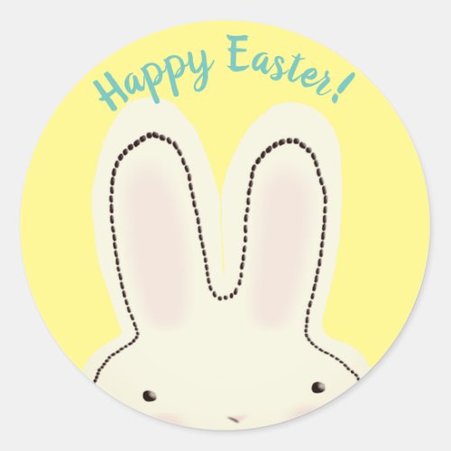 Happy Easter Customize text Easter Bunny cute Classic Round Sticker