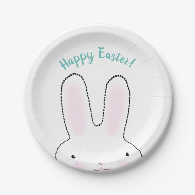 Happy Easter Customize text Easter Bunny cute  Paper Plates (Front)