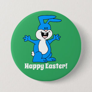 Happy Easter Cute And Excited Bunny Button