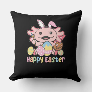 Happy Easter Cute Axolotl Easter With Easter Eggs Throw Pillow