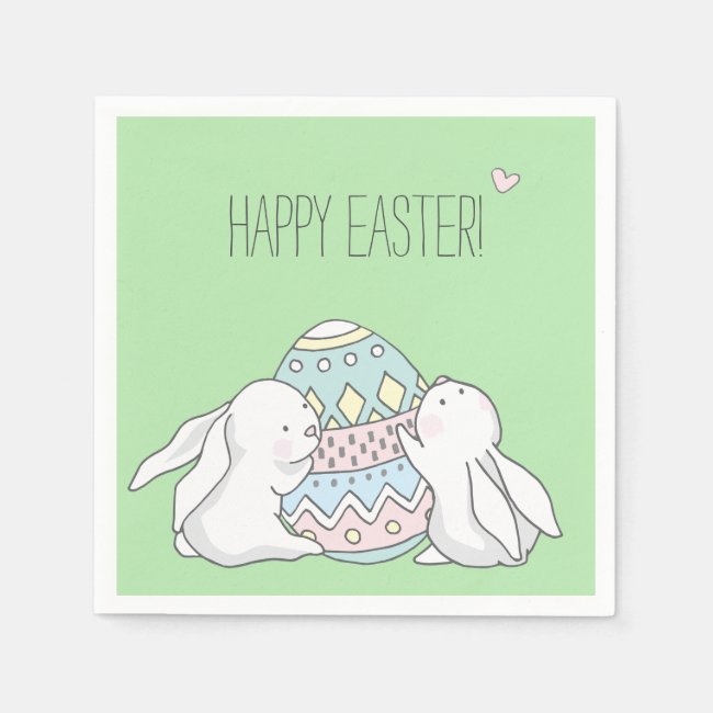 Happy Easter! Cute Baby Bunnies - Green Easter
