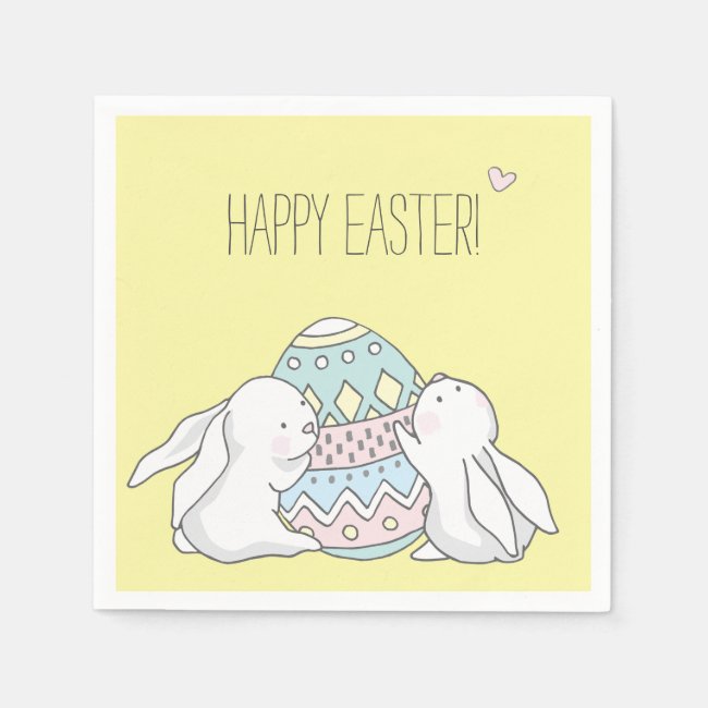 Happy Easter! Cute Baby Bunnies - Yellow