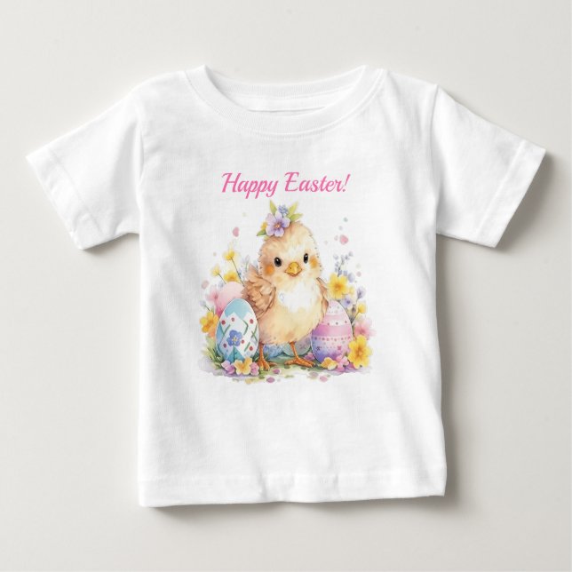 Happy Easter Cute Baby Chick  Baby T-Shirt (Front)