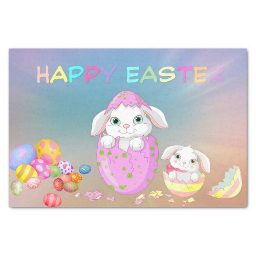 Happy Easter Cute Bunnies and Easter Eggs  Tissue Paper