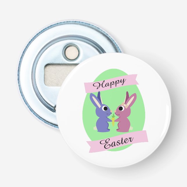 Happy Easter! Cute bunnies Bottle Opener (Front)