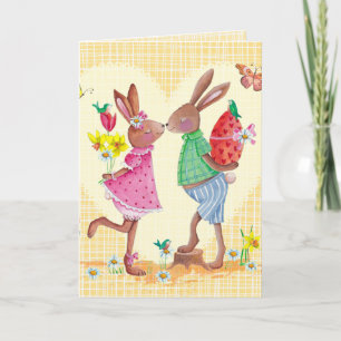 Happy Easter Cute Bunnies   Easter Card