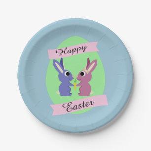 Happy Easter! Cute bunnies Paper Plates
