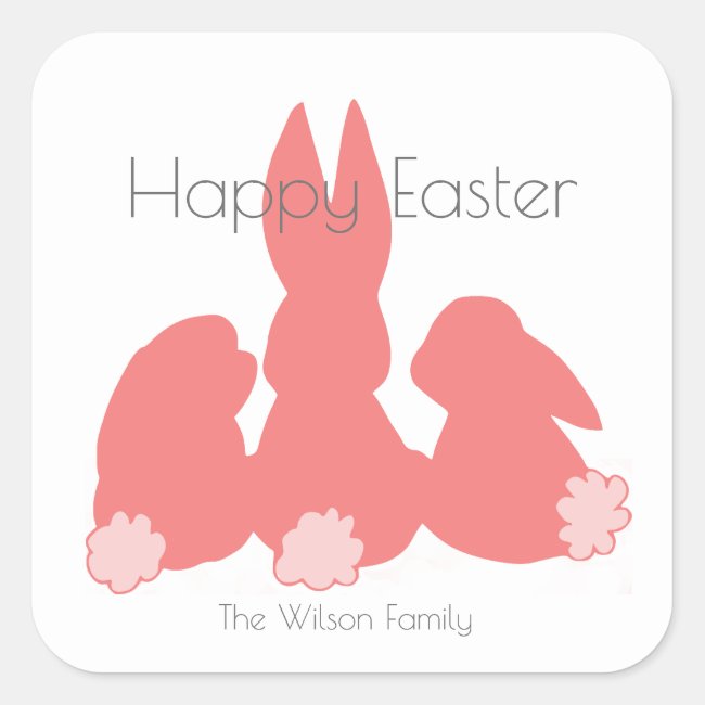 Happy Easter | Cute Bunnies | Personalized Sticker