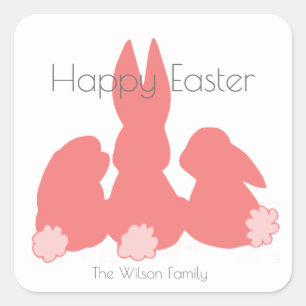 Happy Easter Cute Bunnies Personalized Sticker