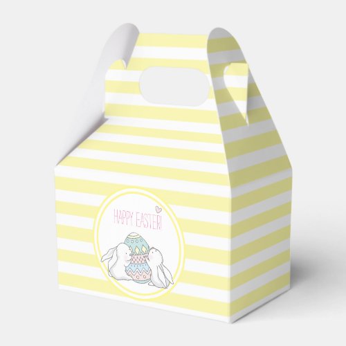 Happy Easter  Cute Bunnies  Yellow Stripes Favor Boxes