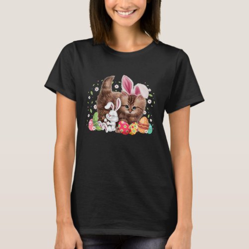 Happy Easter Cute Bunny Cat Eggs Basket Men Women  T_Shirt