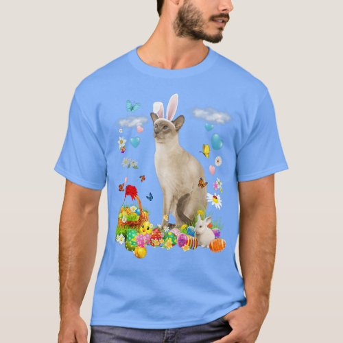Happy Easter Cute Bunny Cat Tonkinese Eggs Basket  T_Shirt