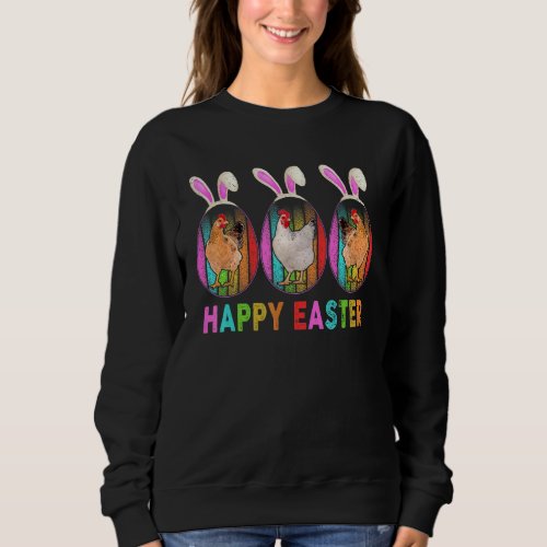 Happy Easter Cute Bunny Chicken Farmer Sweatshirt