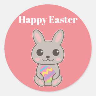 Happy Easter Cute Bunny Classic Round Sticker
