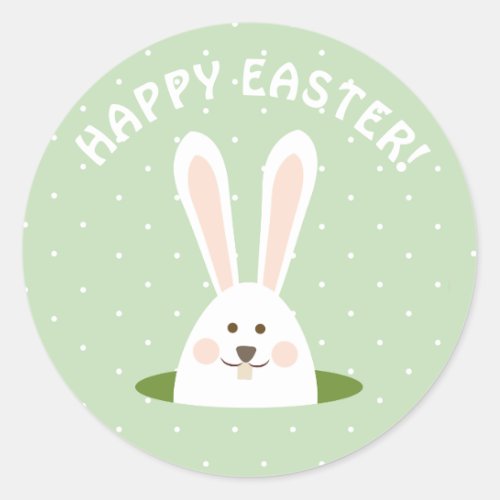 Happy Easter Cute Bunny Classic Round Sticker