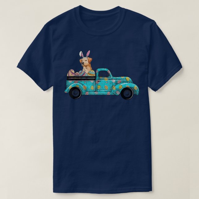 Happy Easter Cute Bunny Dog Labrador Eggs Old Truc T-Shirt (Design Front)
