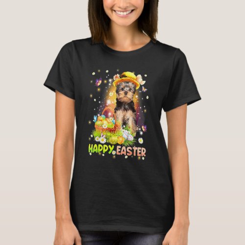 Happy Easter Cute Bunny Dog Yorkshire Terrier Eggs T_Shirt