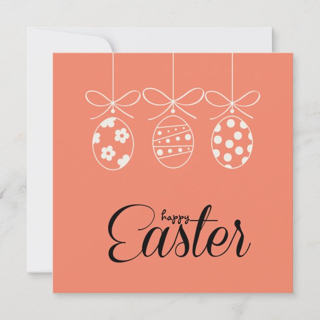 Happy Easter Cute Bunny Easter Eggs Hunt Minimal Holiday Card (Front)