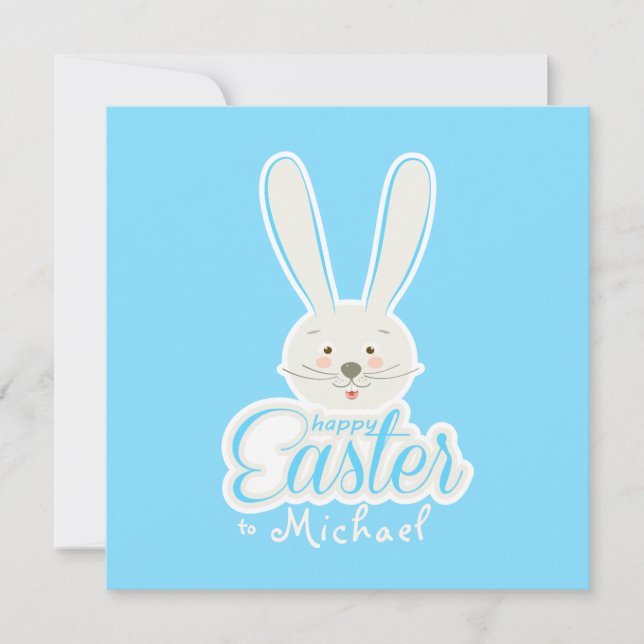 Happy Easter Cute Bunny Easter Eggs Hunt Party Holiday Card (Front)