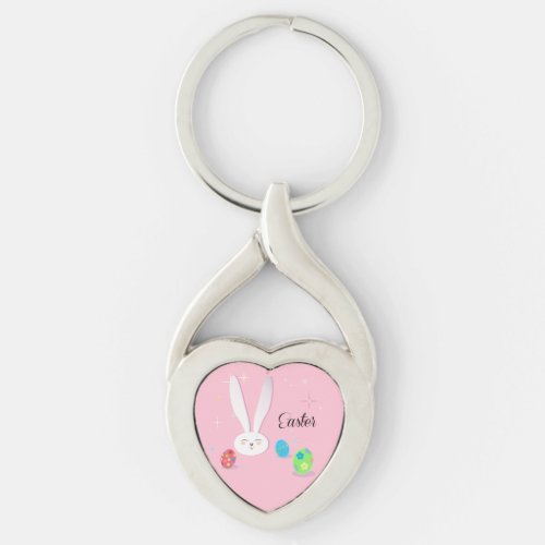 Happy Easter Cute Bunny Easter Eggs Hunt Party Keychain