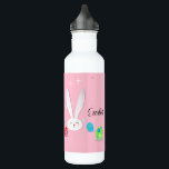 Happy Easter Cute Bunny Easter Eggs Hunt Party Stainless Steel Water Bottle<br><div class="desc">Happy Easter Spring Holiday! Cute Bunny Holiday Round Shortbread Cookie, Rabbit and Easter Eggs Hunt, Easter Brunch, Illustration Kids Party Decorative Cartoon Graphic Design for Home > Kitchen & Dining > Drinkware > Water Bottles & Travel Mugs. Easter Birthday, Baby, Girl, Kids Party. Minimalist style.</div>