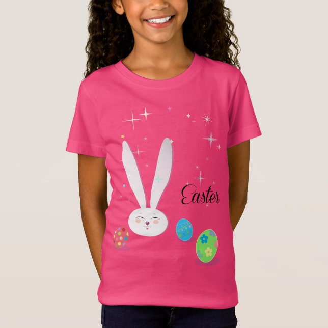 Happy Easter Cute Bunny Easter Eggs Hunt Party T-Shirt (Front)