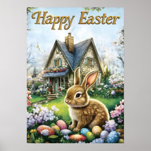 Happy Easter Cute Bunny Egg Poster