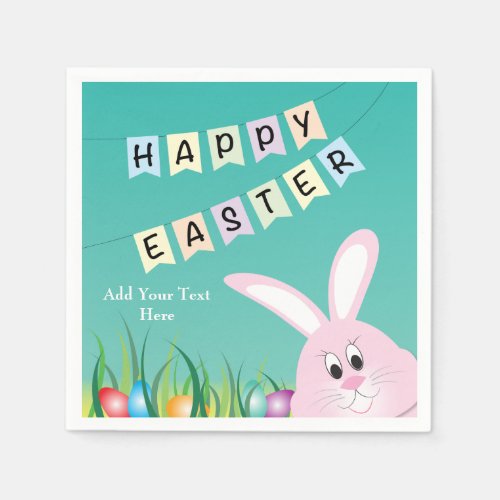 Happy Easter Cute Bunny  Eggs Paper Napkins