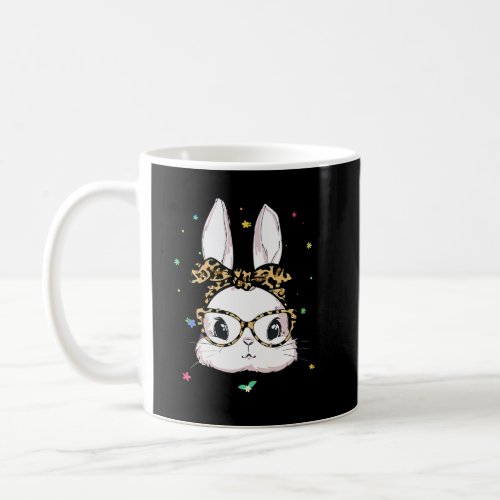 Happy Easter Cute Bunny Face Leopard Headband Glas Coffee Mug