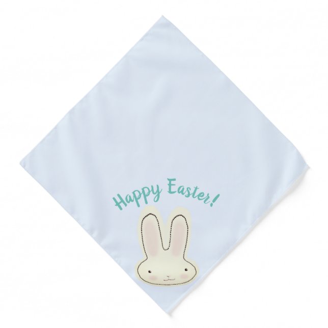 Happy Easter cute bunny fun pale blue script dog Bandana (Front)