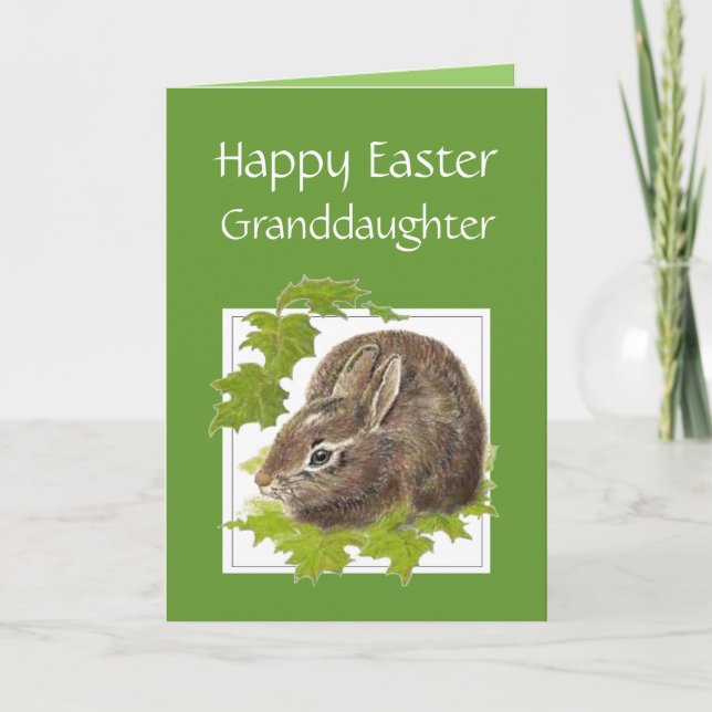 Happy Easter Cute Bunny Great Granddaughter Holiday Card (Front)