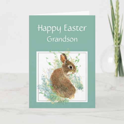Happy Easter Cute Bunny Great Grandson Holiday Card
