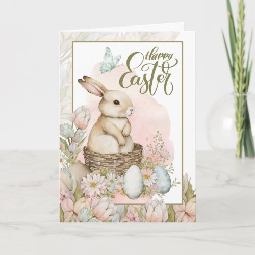 Happy Easter Cute Bunny  Holiday Card