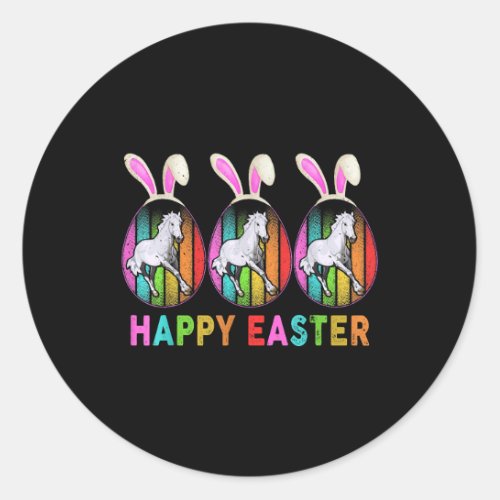 Happy Easter Cute Bunny Horse Farmer Lover Classic Round Sticker