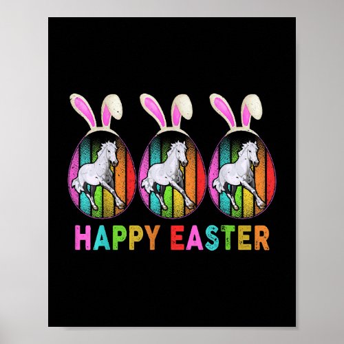 Happy Easter Cute Bunny Horse Farmer Lover Poster