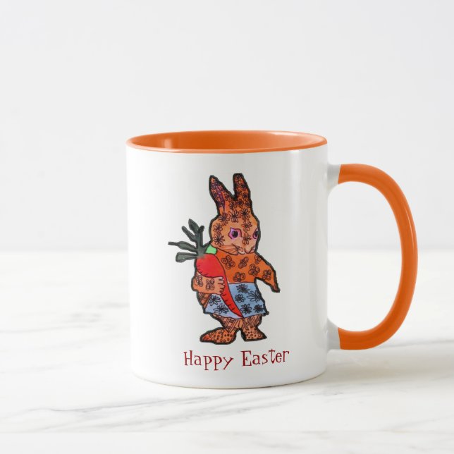 Happy Easter cute bunny illustration kids mug (Right)