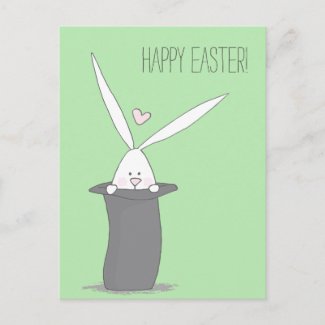 Happy Easter! Cute Bunny in a Top Hat - Green