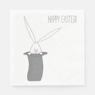 Happy Easter! Cute Bunny in a Top Hat Napkins