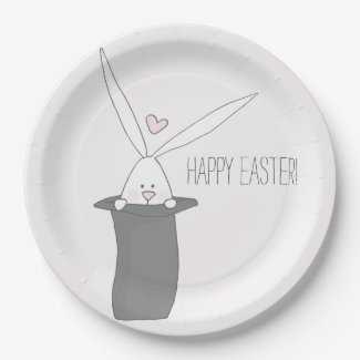 Happy Easter! Cute Bunny in a Top Hat Paper Plates